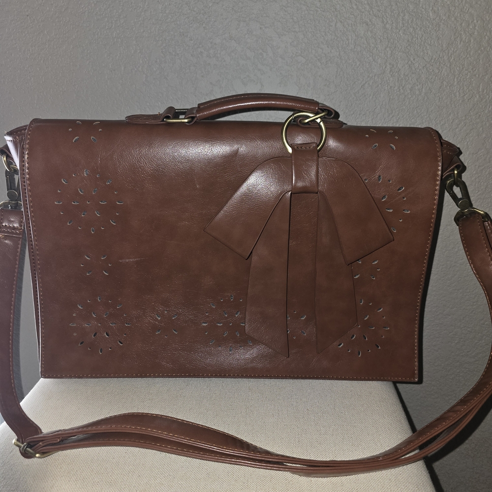 ECOSUSI Women's Briefcase Vegan Leather Laptop Bag with Detachable Bow